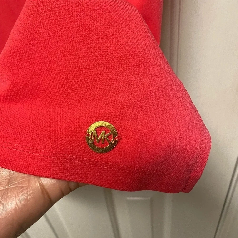 Michael Kors Red Cut Out Crew Neck Short Sleeve Blouse XL
